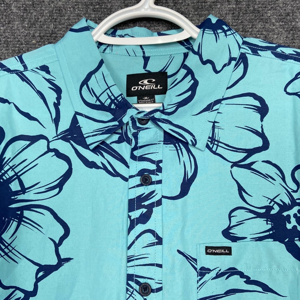 O'Neill Lakeside SS Aqua Blue Floral Print Button Up Shirt -‎ Men's Medium